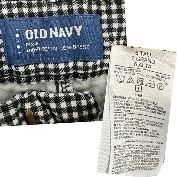 Women's | Old Navy | Black White Gingham Pixie Mid-Rise Pant - 6 Tall - Picture 5 of 6
